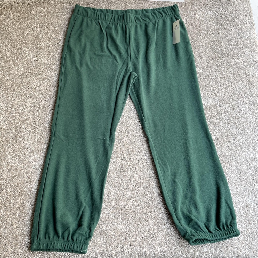 Mono B Sweatpants Womens 3XL Green Fleece Elastic Waist Jogger Plus Lounge